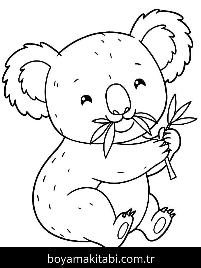 Koala boyama sayfası – basit çizim, kolay boyama