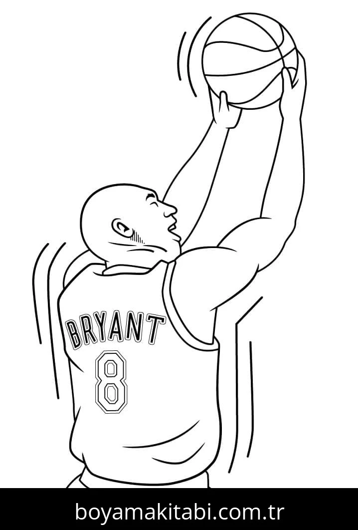 Kobe Bryant boyama sayfası – renkli çizimler, okul öncesi