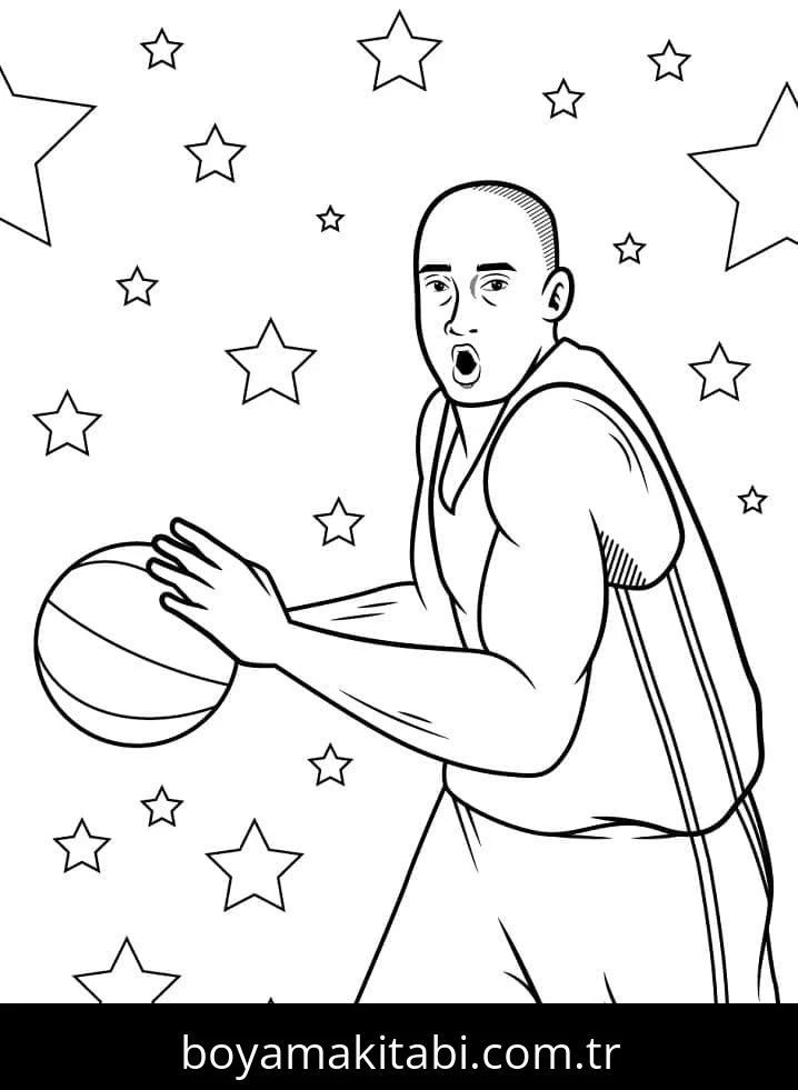 Kobe Bryant boyama sayfası – PDF indir, sevimli karakter
