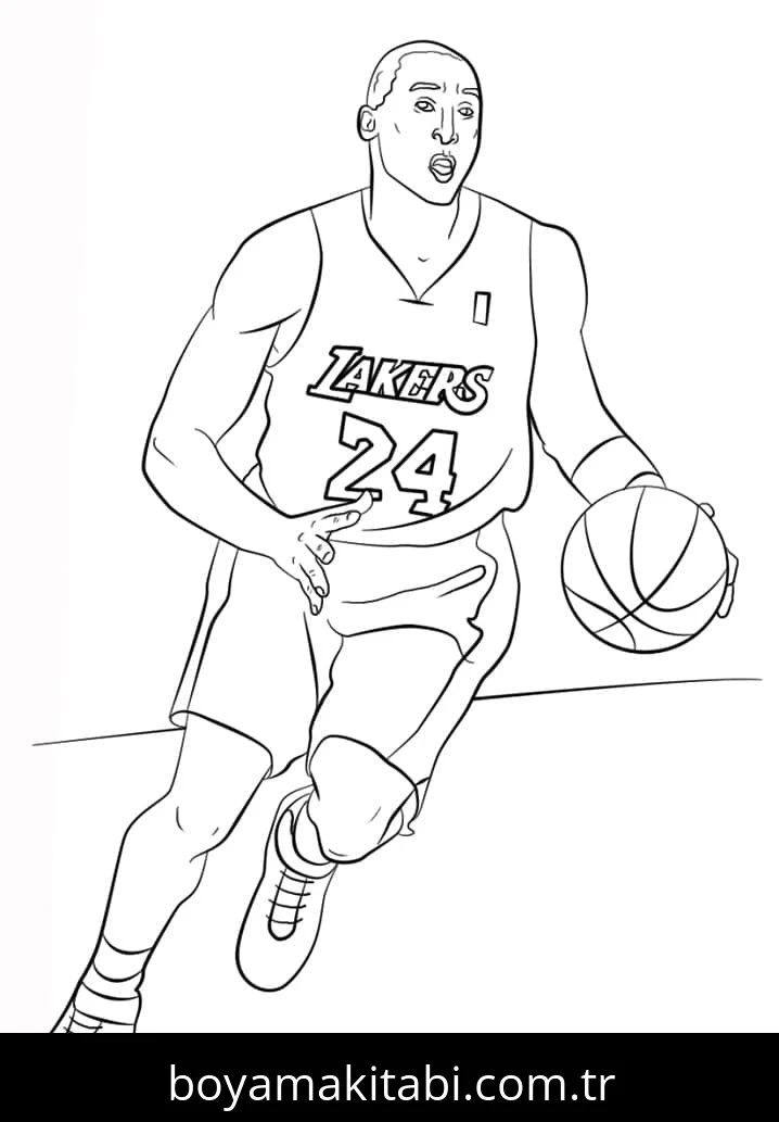 Kobe Bryant boyama sayfası – eğlenceli etkinlik, el becerilerini geliştirir