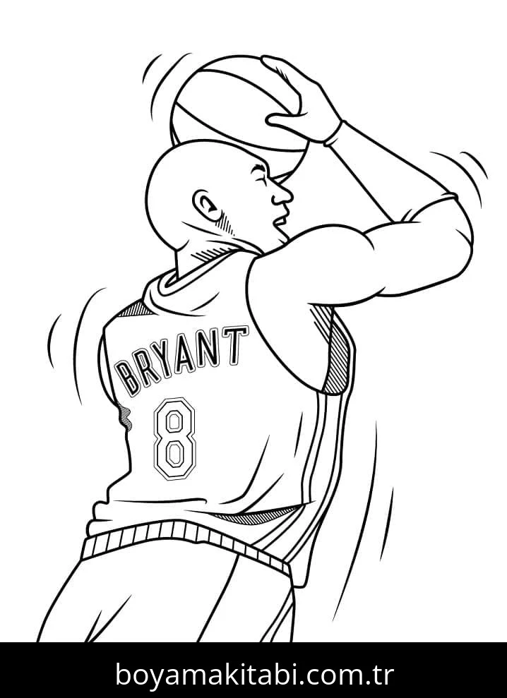 Kobe Bryant boyama sayfası – keyifli zaman, renkli çizimler