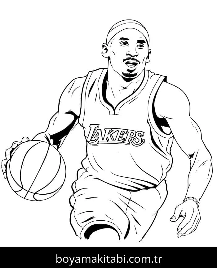 Kobe Bryant boyama sayfası – sanatsal çalışma, çocuklar için