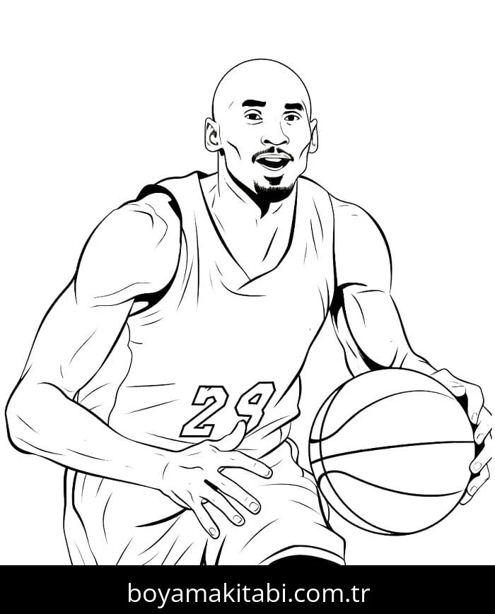 Kobe Bryant boyama sayfası – renkli çizimler, okul öncesi