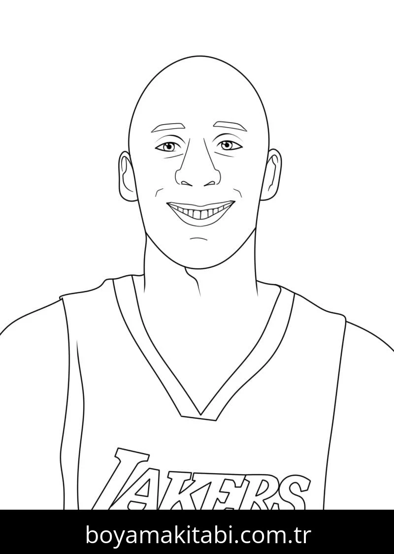 Kobe Bryant boyama sayfası – PDF indir, sevimli karakter