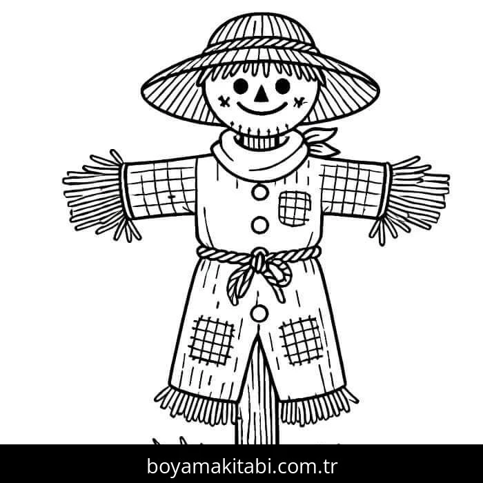 Korkuluk boyama sayfası – kolay boyama, eğitici aktivite
