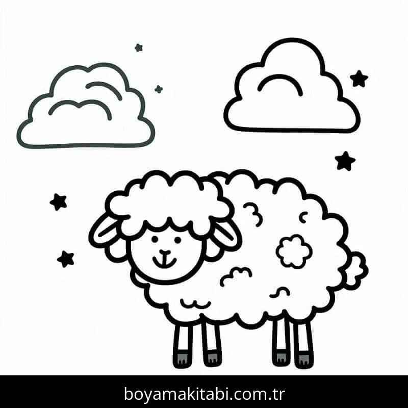 Koyun boyama sayfası – boyama çalışması, yaratıcılığı geliştirir