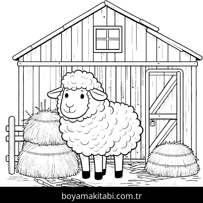 Koyun boyama sayfası – keyifli zaman, renkli çizimler