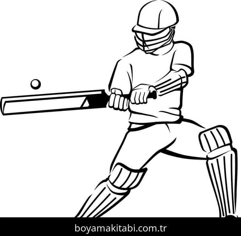 Kriket Sporu boyama sayfası – keyifli zaman, renkli çizimler