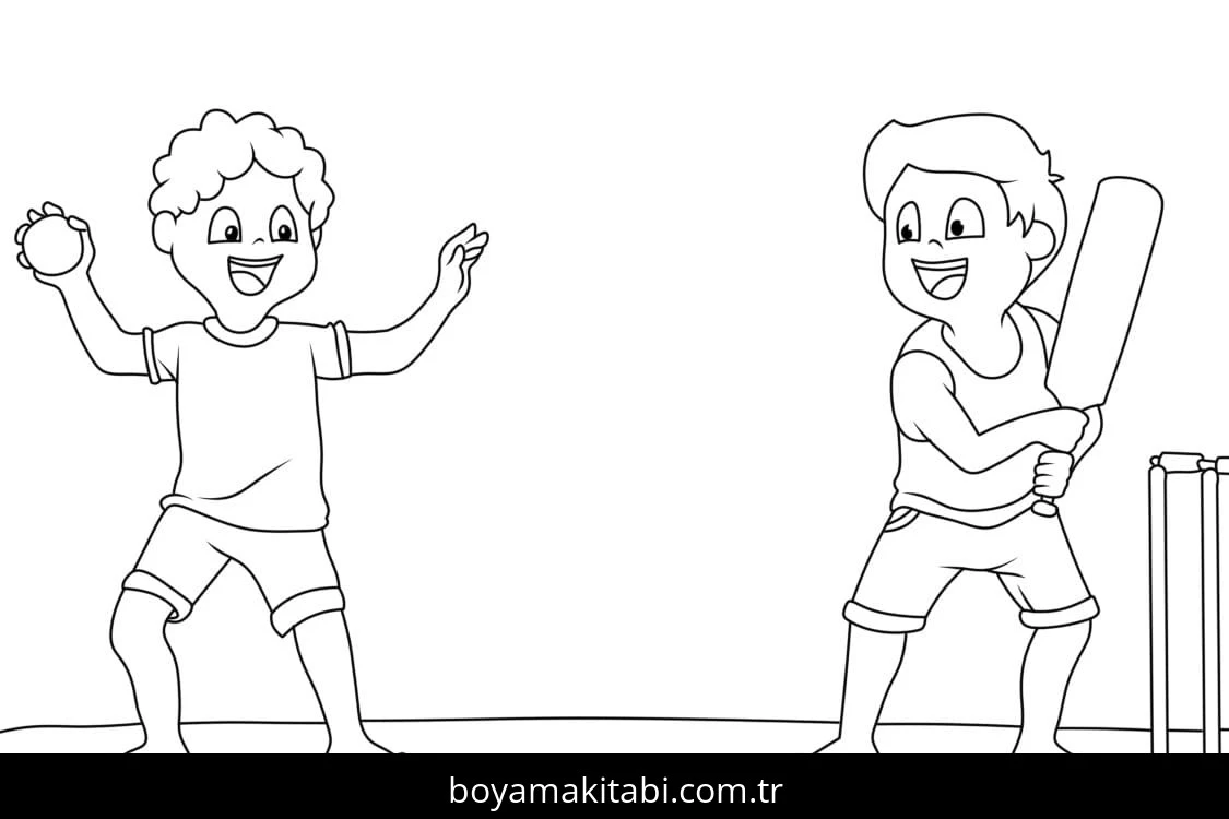 Kriket Sporu boyama sayfası – ücretsiz yazdır, boyama etkinliği