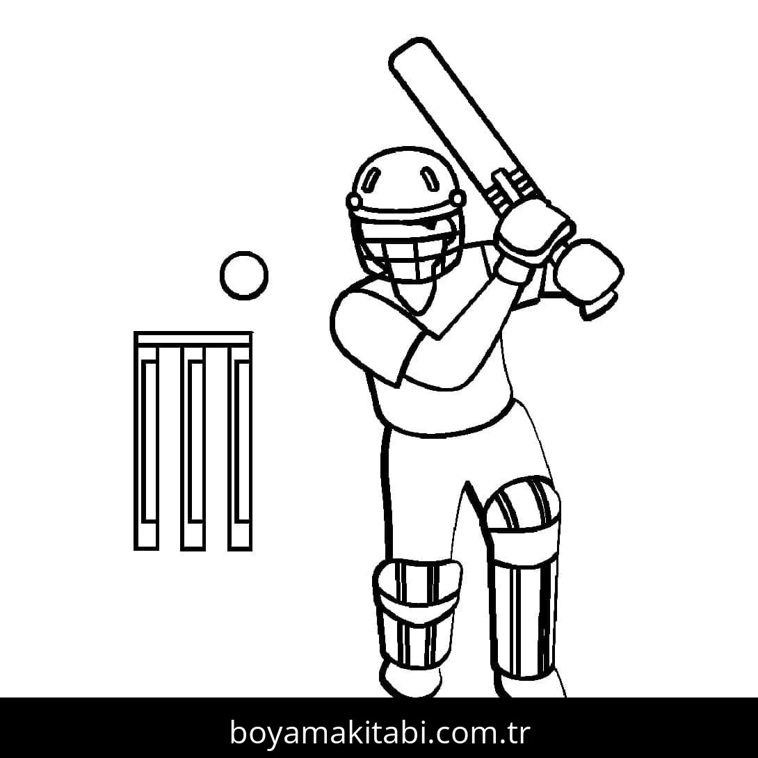 Kriket Sporu boyama sayfası – yaratıcılık, eğlenceli etkinlik