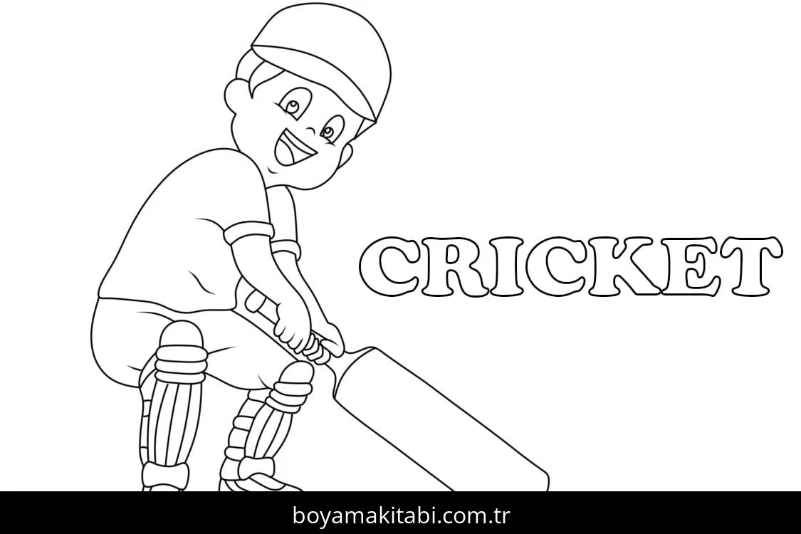 Kriket Sporu boyama sayfası – boyama çalışması, yaratıcılığı geliştirir