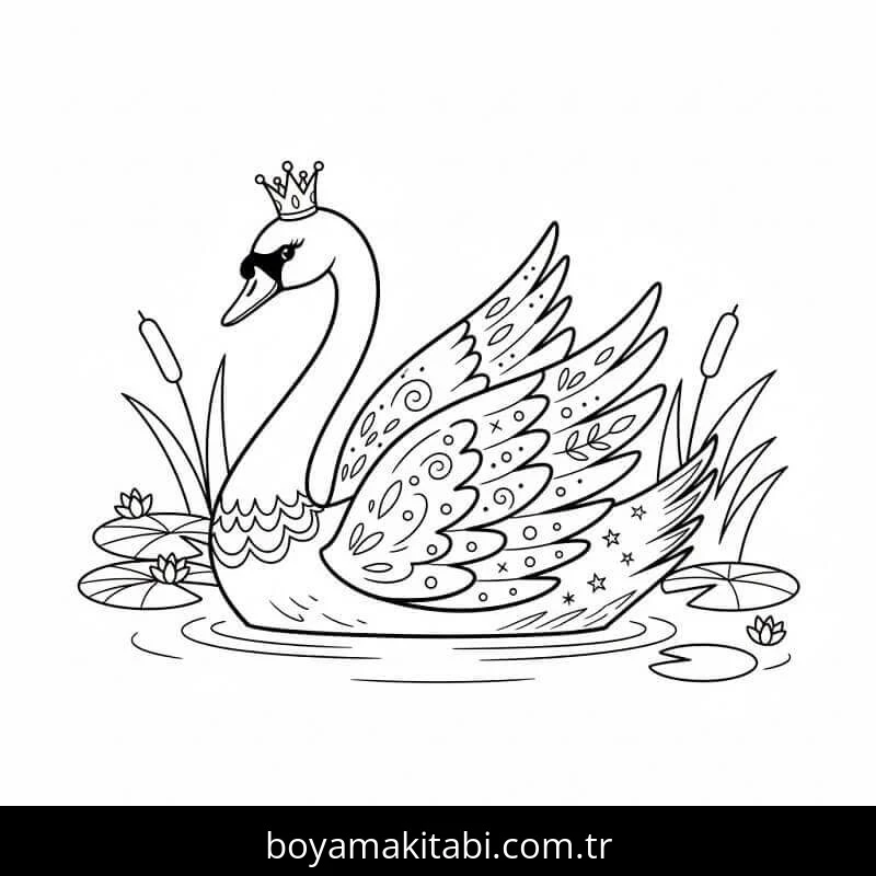 Kuğu boyama sayfası – ücretsiz yazdır, boyama etkinliği