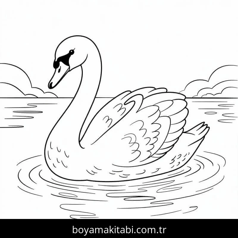Kuğu boyama sayfası – çizgi film temalı, basit çizim