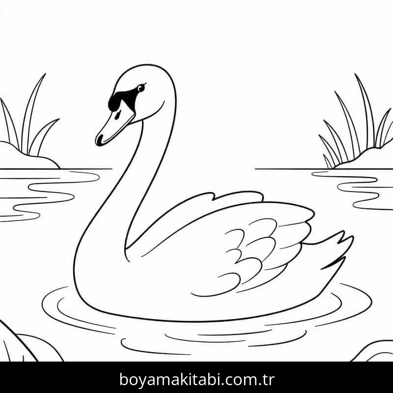Kuğu boyama sayfası – el becerilerini geliştirir, boyama çalışması