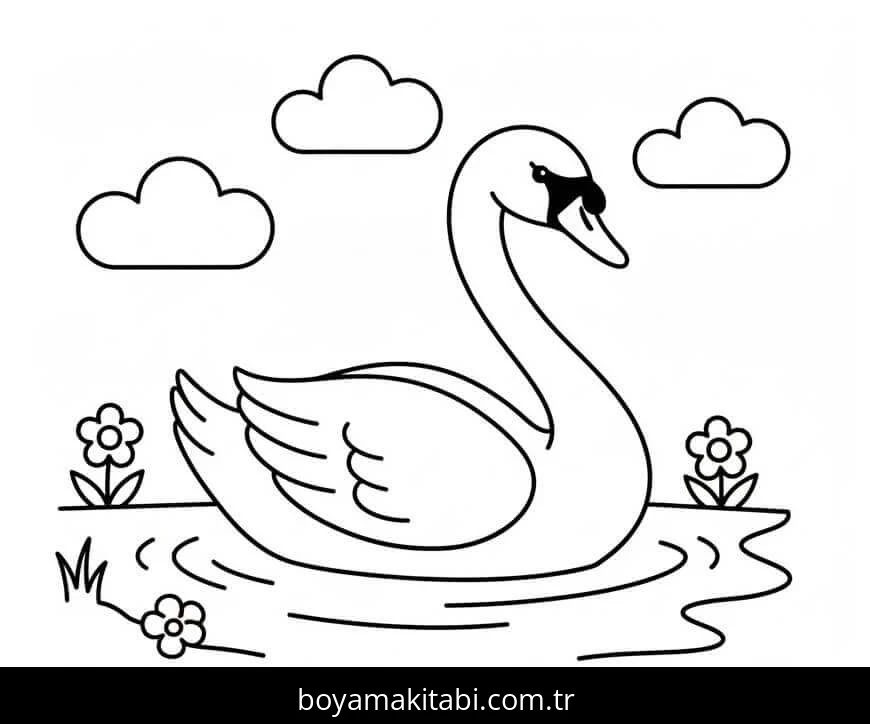 Kuğu boyama sayfası – sanatsal çalışma, çocuklar için