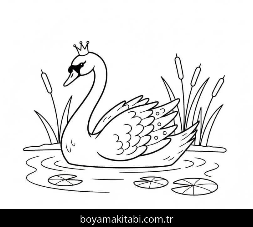 Kuğu boyama sayfası – basit çizim, kolay boyama