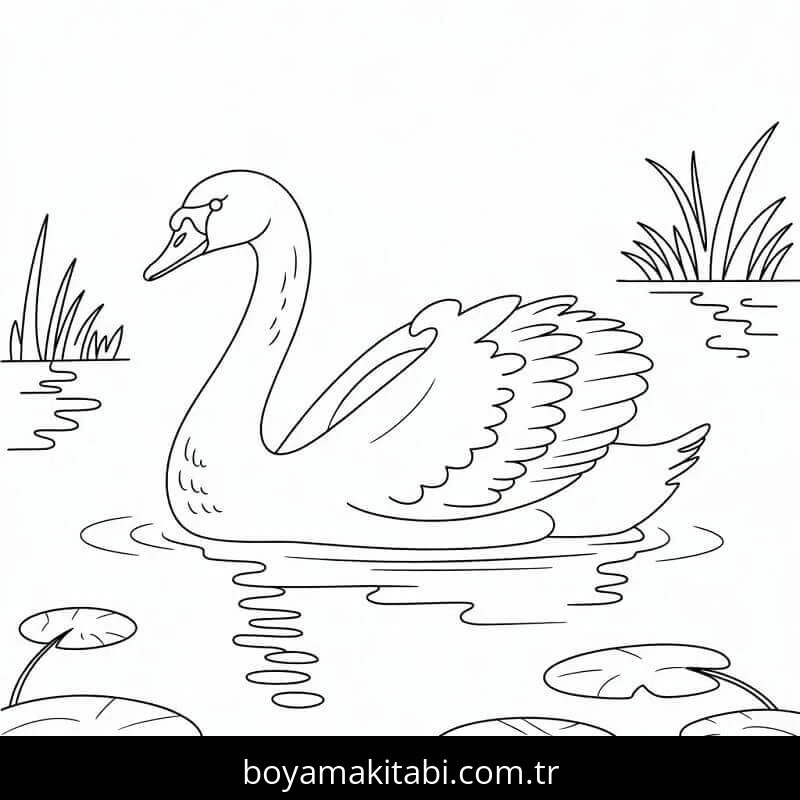 Kuğu boyama sayfası – yaratıcılık, eğlenceli etkinlik