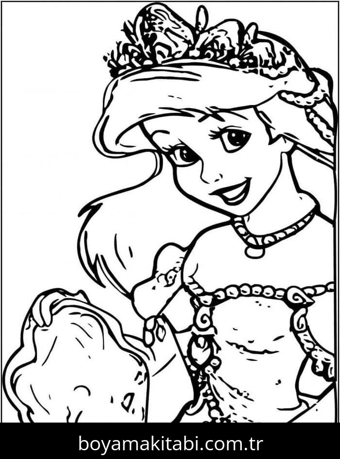 Küçük Deniz Kızı (Little Mermaid) boyama sayfası #32 – kolay boyama, eğitici aktivite