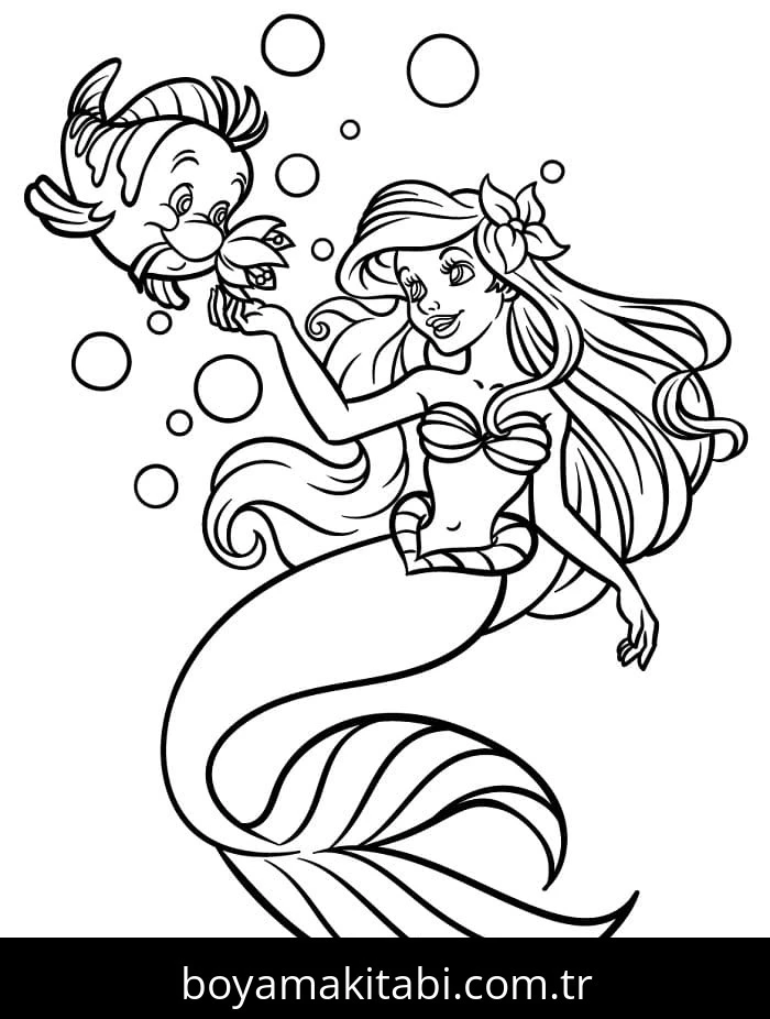 Küçük Deniz Kızı (Little Mermaid) boyama sayfası #34 – yaratıcılığı geliştirir, keyifli zaman