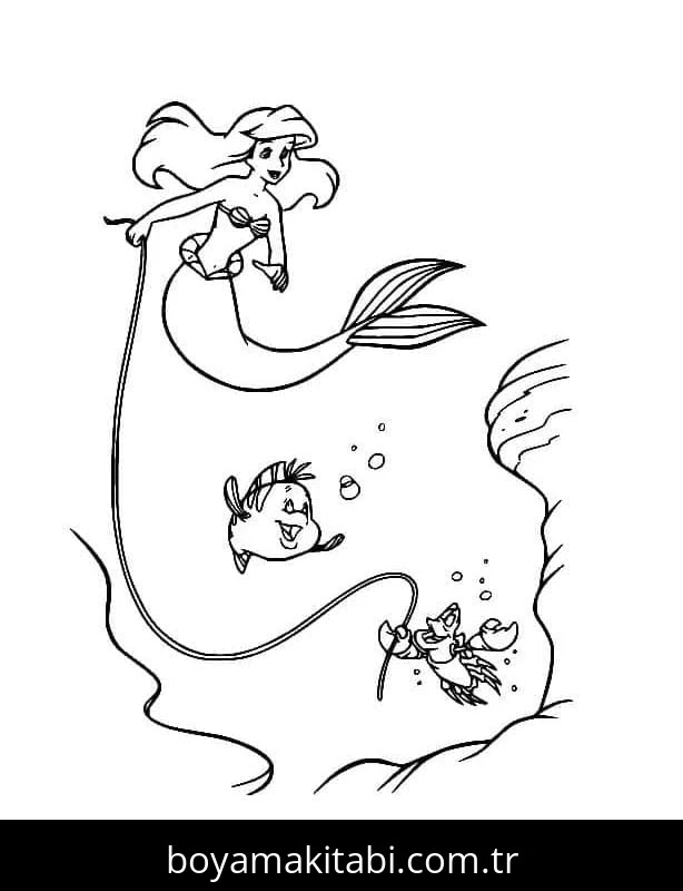 Küçük Deniz Kızı (Little Mermaid) boyama sayfası #39 – eğitici aktivite, yaratıcılık