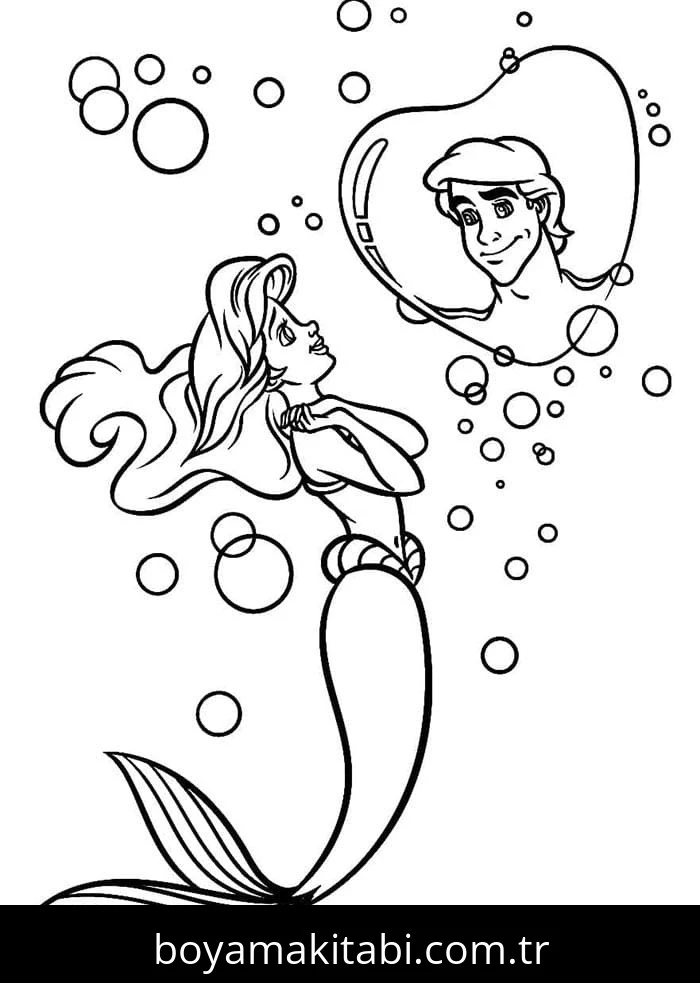 Küçük Deniz Kızı (Little Mermaid) boyama sayfası #42 – evde etkinlik, anaokulu etkinliği