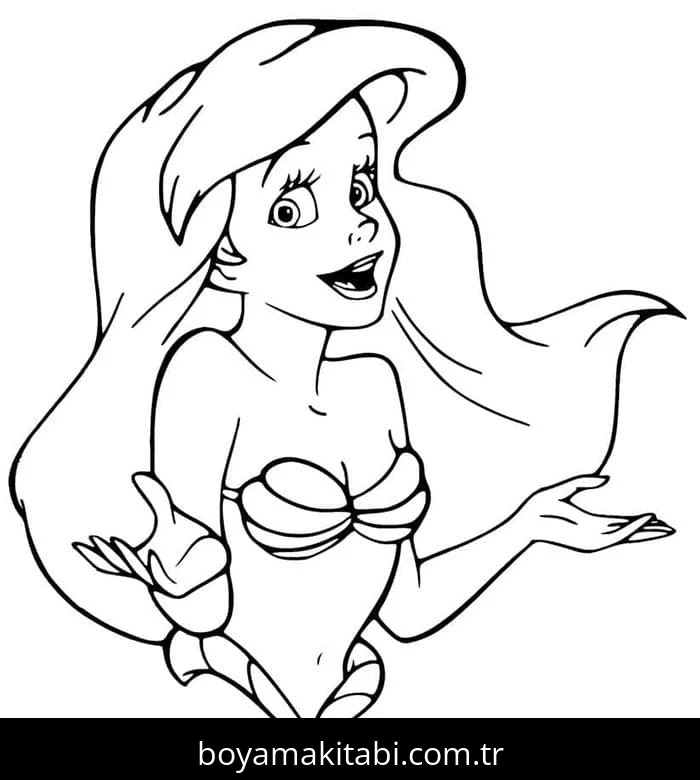 Küçük Deniz Kızı (Little Mermaid) boyama sayfası #43 – çocuk aktivitesi, ilkokul öğrencileri için