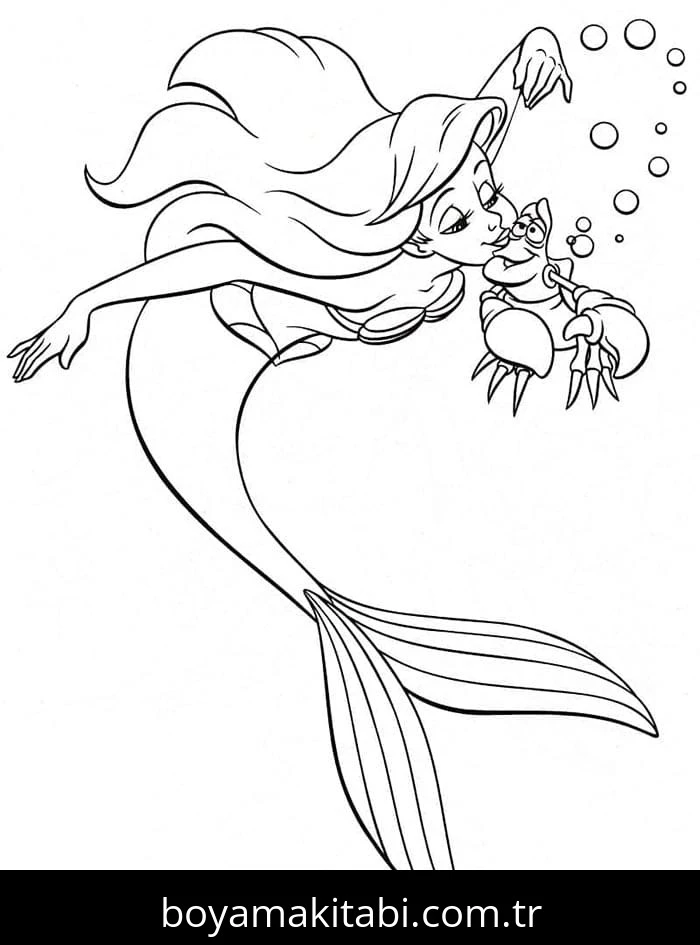 Küçük Deniz Kızı (Little Mermaid) boyama sayfası #46 – yaratıcılık, doğum günü partisi aktivitesi