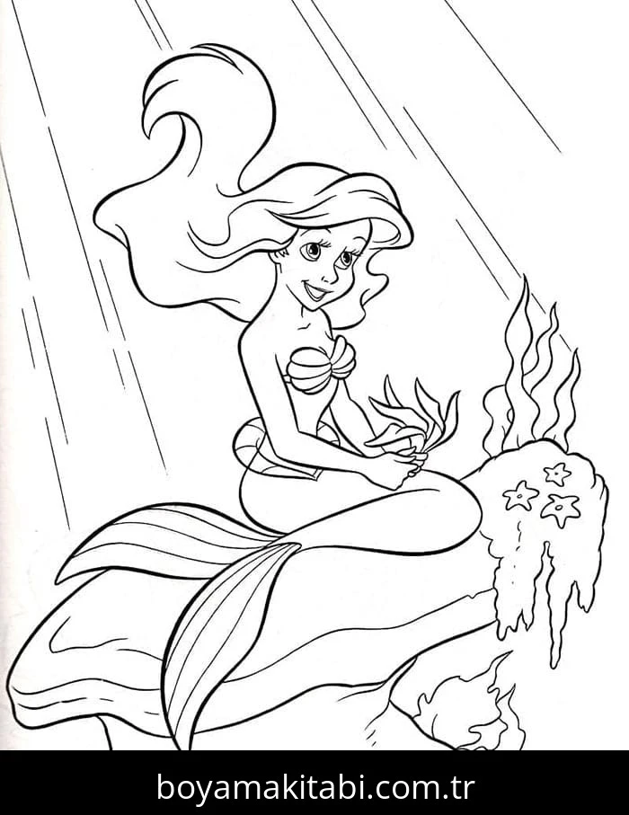 Küçük Deniz Kızı (Little Mermaid) boyama sayfası – çocuklar için, çizgi film temalı