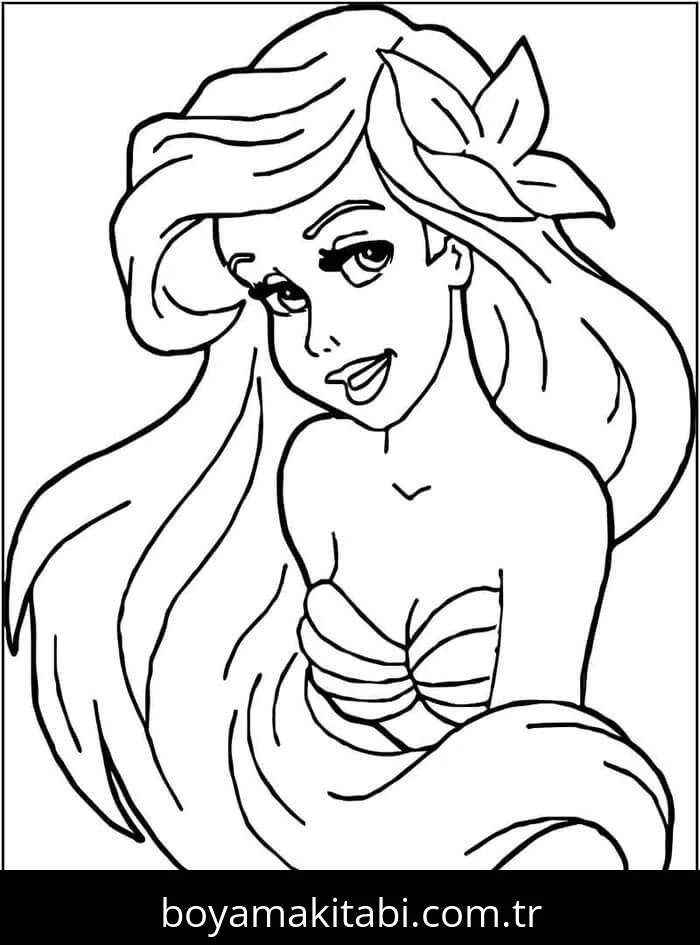 Küçük Deniz Kızı (Little Mermaid) boyama sayfası – okul öncesi, evde etkinlik