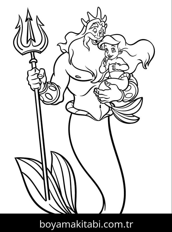 Küçük Deniz Kızı (Little Mermaid) boyama sayfası – sevimli karakter, sanatsal çalışma