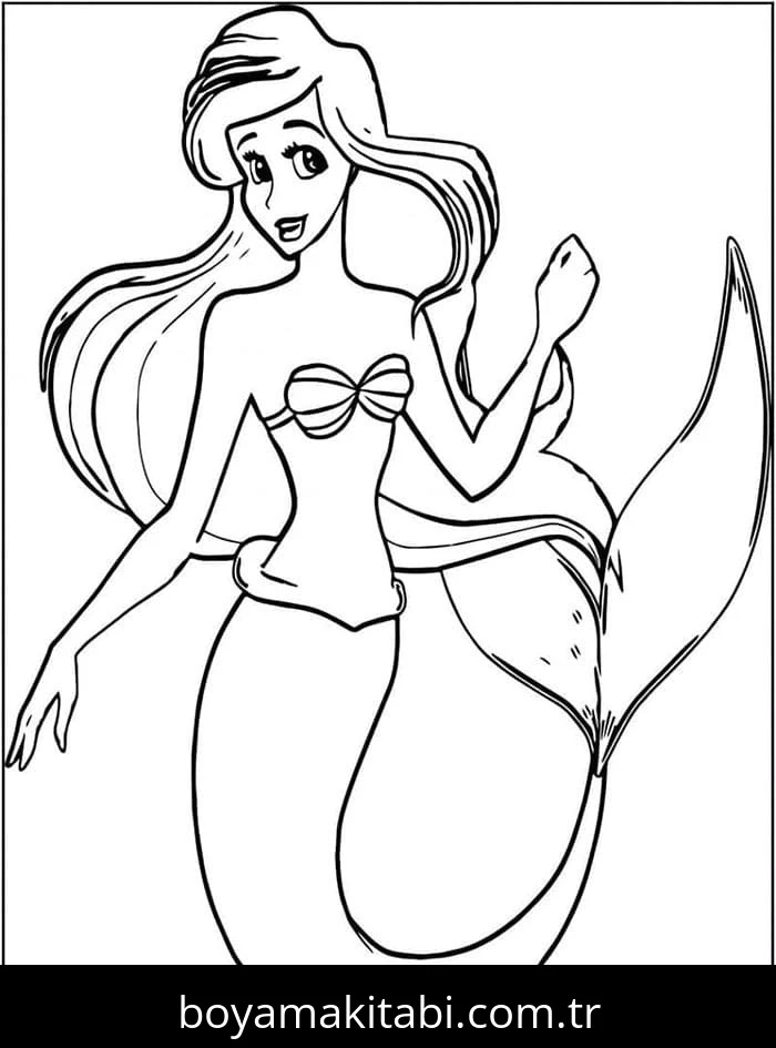 Küçük Deniz Kızı (Little Mermaid) boyama sayfası – keyifli zaman, renkli çizimler