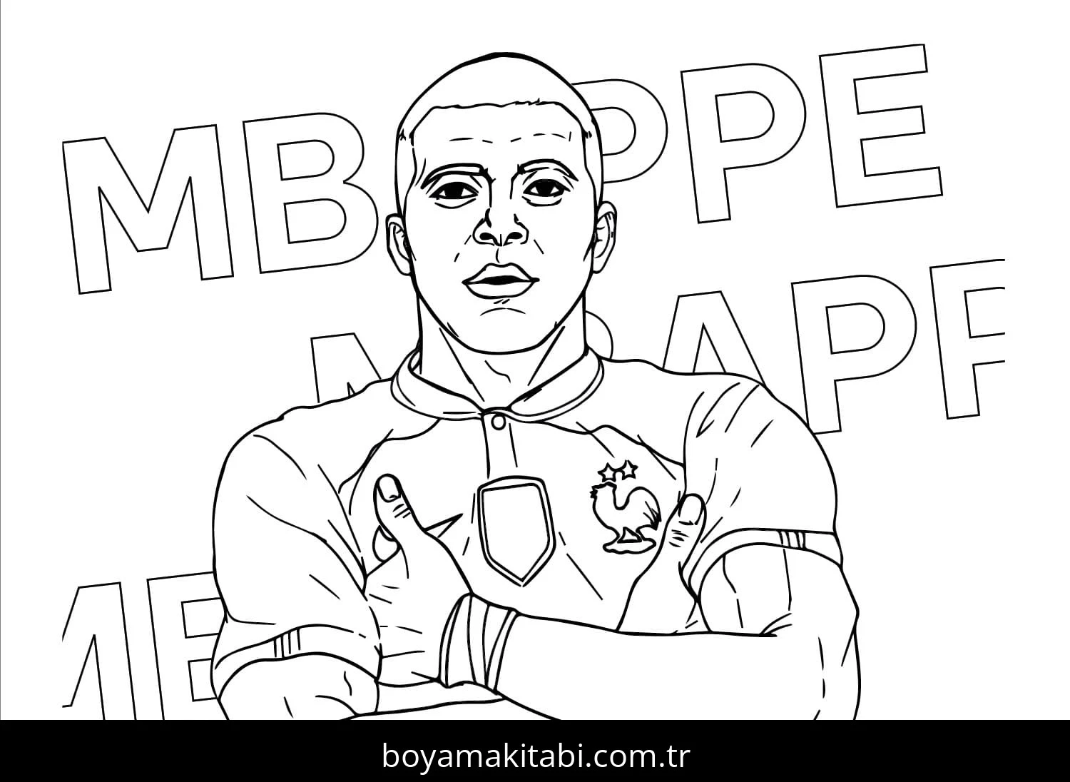 Kylian Mbappe boyama sayfası – basit çizim, kolay boyama