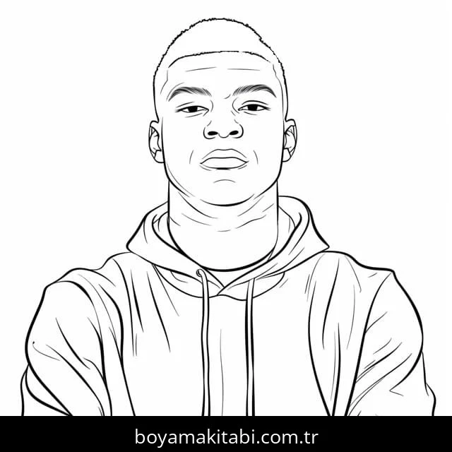 Kylian Mbappe boyama sayfası – okul öncesi, evde etkinlik