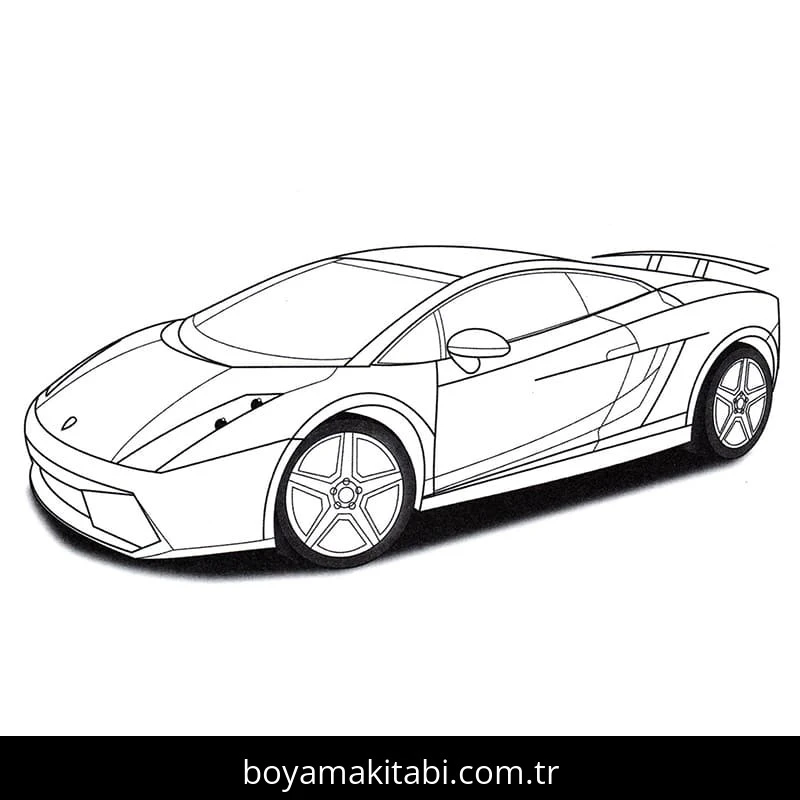 Lamborghini boyama sayfası – çizgi film temalı, basit çizim