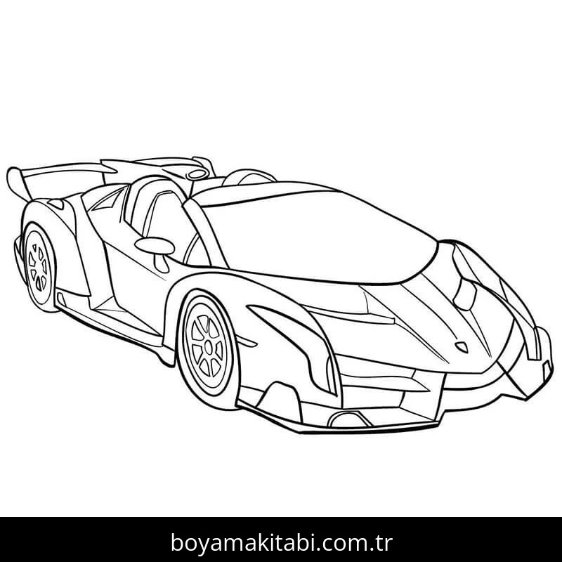 Lamborghini boyama sayfası – el becerilerini geliştirir, boyama çalışması