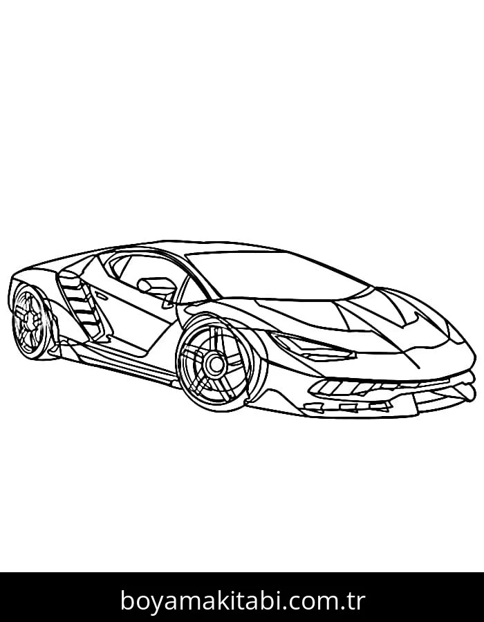 Lamborghini boyama sayfası – sanatsal çalışma, çocuklar için