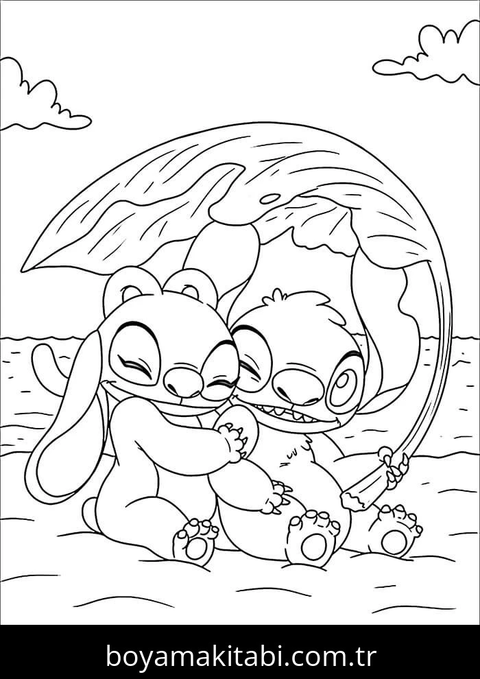 Lilo ve Stitch boyama sayfası – çocuk aktivitesi, PDF indir