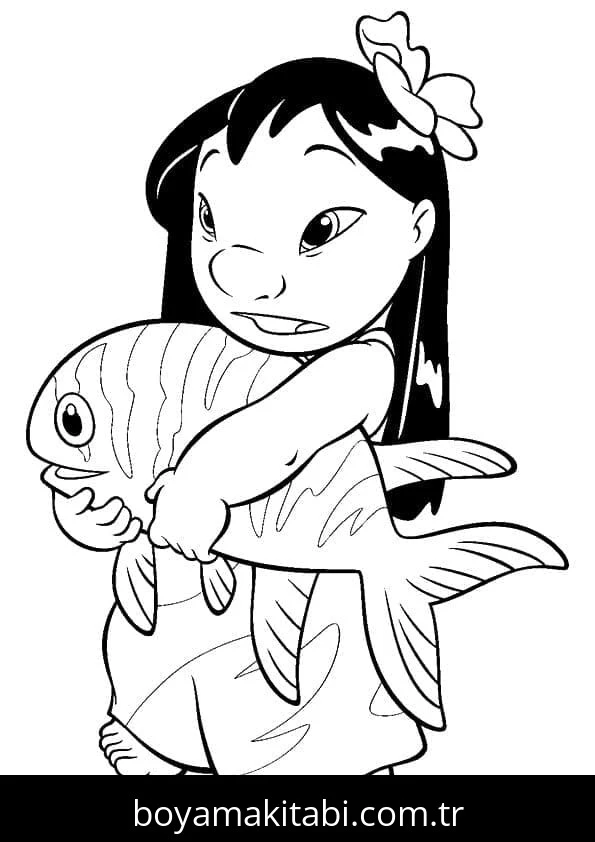 Lilo ve Stitch boyama sayfası – el becerilerini geliştirir, boyama çalışması