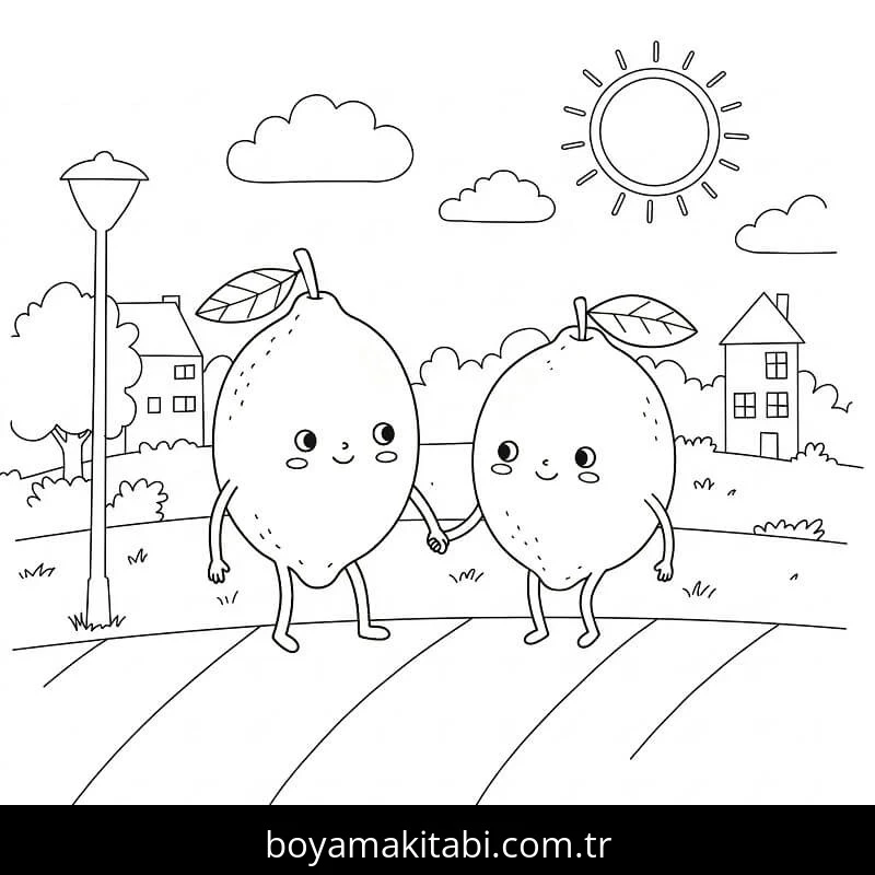 Limon boyama sayfası – boyama etkinliği, çocuk aktivitesi