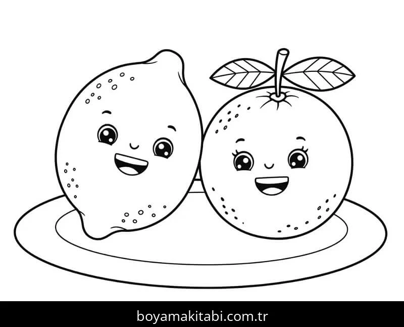 Limon boyama sayfası – sevimli karakter, sanatsal çalışma