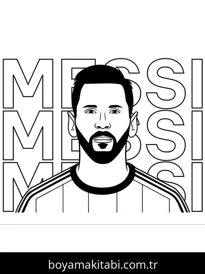 Lionel Messi boyama sayfası – sevimli karakter, sanatsal çalışma