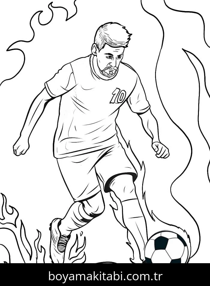 Lionel Messi boyama sayfası – el becerilerini geliştirir, boyama çalışması