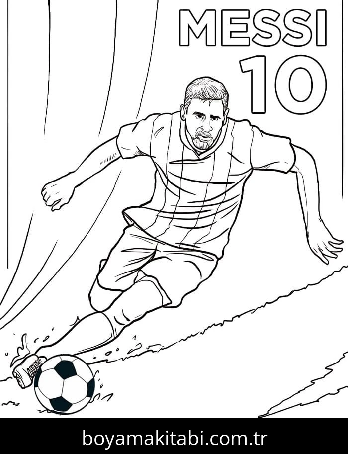 Lionel Messi boyama sayfası – eğlenceli etkinlik, el becerilerini geliştirir