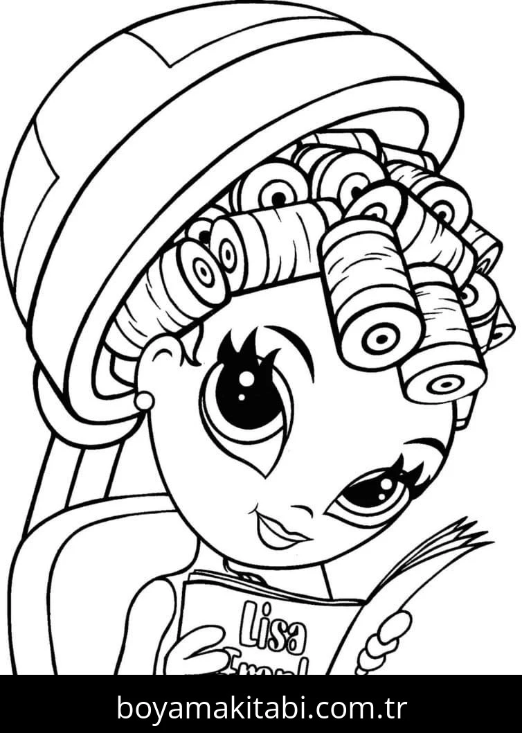 Lisa Frank boyama sayfası – basit çizim, kolay boyama