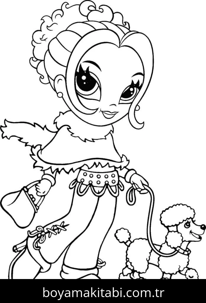 Lisa Frank boyama sayfası – sevimli karakter, sanatsal çalışma