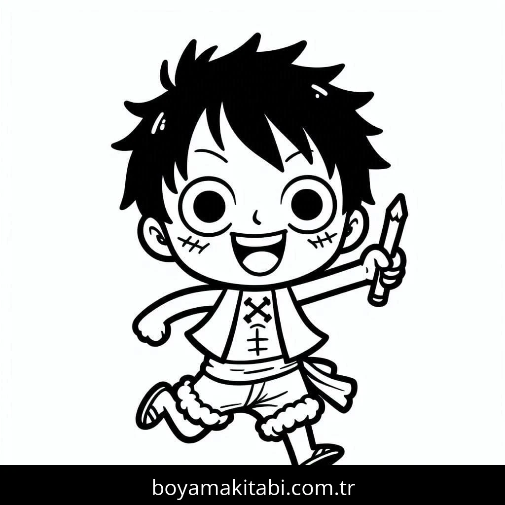 Luffy boyama sayfası – çocuk aktivitesi, PDF indir