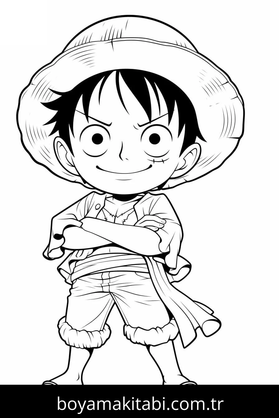 Luffy boyama sayfası – çizgi film temalı, basit çizim