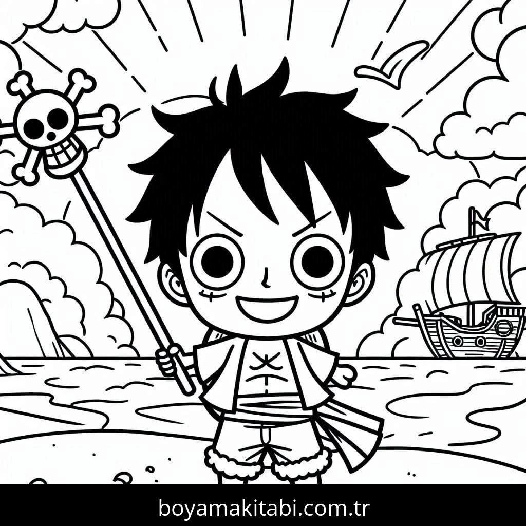 Luffy boyama sayfası – eğitici aktivite, yaratıcılık
