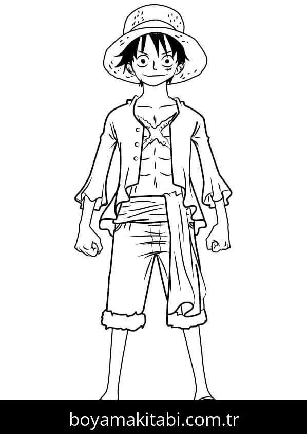 Luffy boyama sayfası – kolay boyama, eğitici aktivite