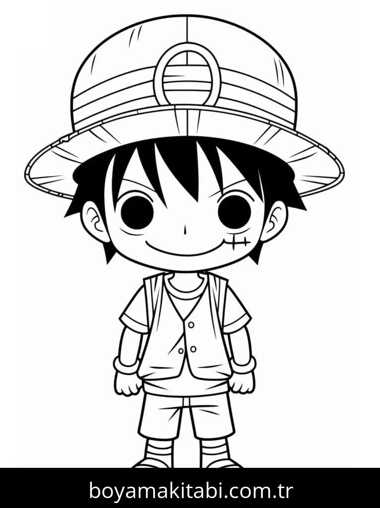 Luffy boyama sayfası – eğlenceli etkinlik, el becerilerini geliştirir